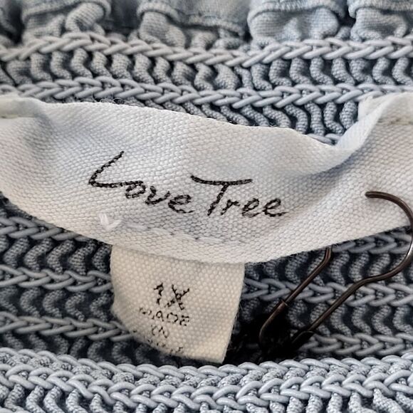 NEW Love Tree Plus Size 1X Blue Cotton Blouse Embroidered On & Off Shoulder - Picture 2 of 13